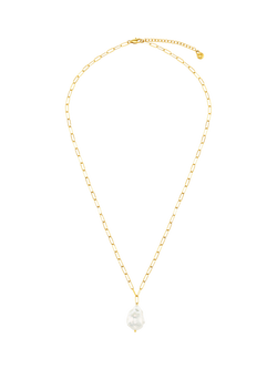 Orelia Waterproof LUXE Statement Pendant Necklace, Gold/Pearl - view 2, Gold/Pearl