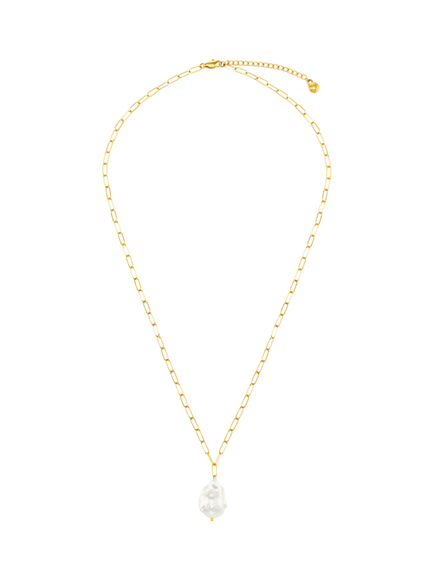 Orelia Luxe Waterproof Statement Pendant Necklace, Gold/Pearl - view 2, Gold/Pearl