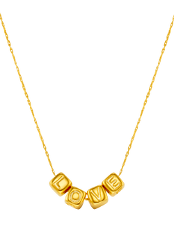 Orelia Mini LOVE Block Chain Necklace, Gold, Gold