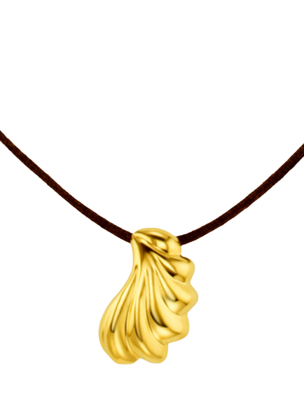 Orelia Waterproof LUXE Shell Pendant Cord Necklace, Brown/Gold, Brown/Gold