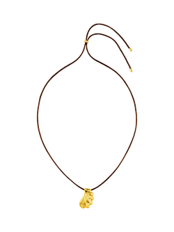 Orelia Waterproof LUXE Shell Pendant Cord Necklace, Brown/Gold - view 2, Brown/Gold