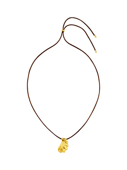 Orelia Waterproof LUXE Shell Pendant Cord Necklace, Brown/Gold - view 2, Brown/Gold