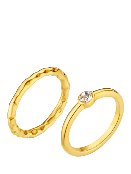 Orelia Waterproof LUXE 2-Pack Crystal Ring, Gold, Medium/Large, Gold