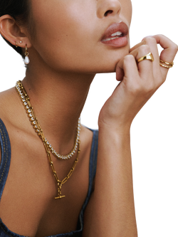 Orelia Waterproof LUXE 2-Pack Crystal Ring, Gold, Medium/Large - view 2, Gold