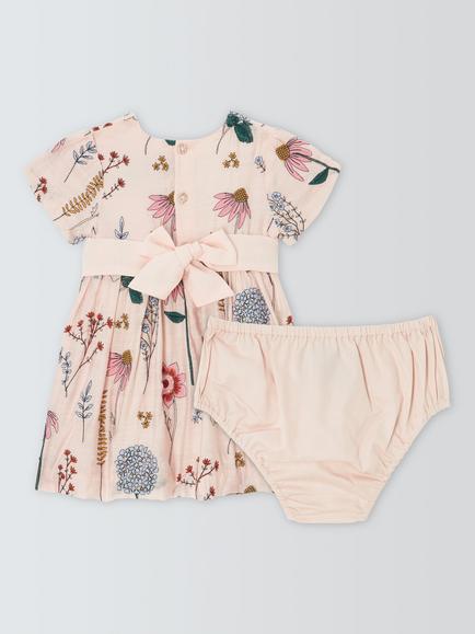 John Lewis Heirloom Collection Baby Floral Embroidered Dress & Bloomers Dress, Mauve - view 2, Mauve