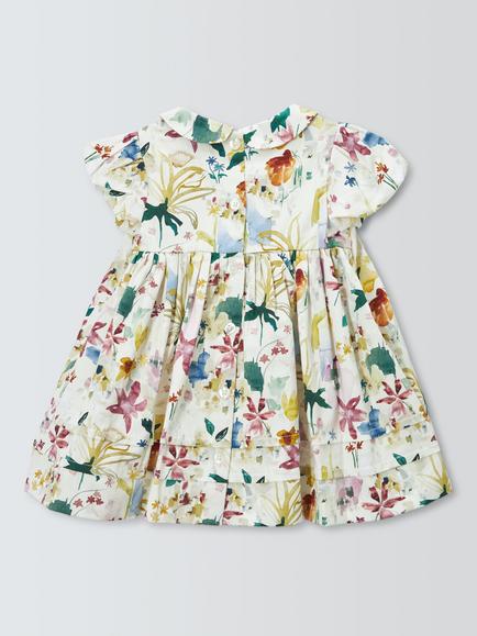 John Lewis Heirloom Collection Baby Abstract Floral Dress, Multi - view 2, Multi