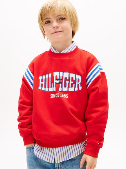 Tommy Hilfiger Kids' Crew Neck Logo Sweatshirt, Rapid Red, Rapid Red