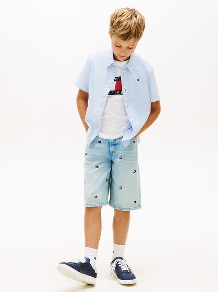 Tommy Hilfiger Kids' Classic Short Sleeve Shirt, Blue - view 2, Blue