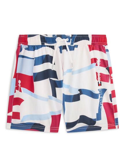 Tommy Hilfiger Kids' Printed Drawstring Swim Shorts, Multi, Multi