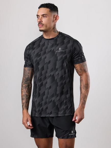 Gym King Power Geometric Print T-Shirt, Black