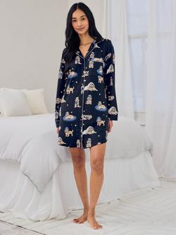 Chelsea Peers Cockapoo Snooze Nightshirt, Navy - view 2, Navy