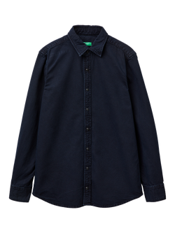 Benetton Cotton Regular Fit Shirt, Blue