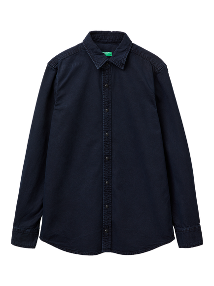 Benetton Cotton Regular Fit Shirt, Blue