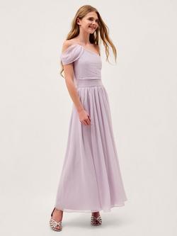 Monsoon Kids' Texas Chiffon One Sleeve Midi Prom Dress, Lilac, Lilac