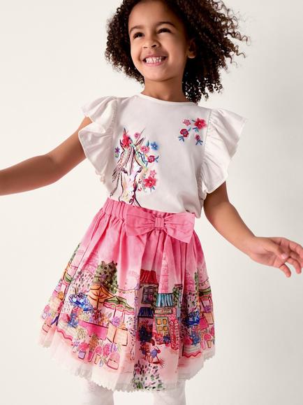 Monsoon Kids' London Scene Print Skirt, Multi, Multi