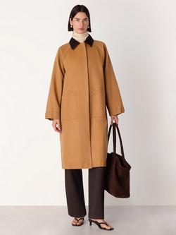 Whistles Gabriella Waxed Long Coat, Brown