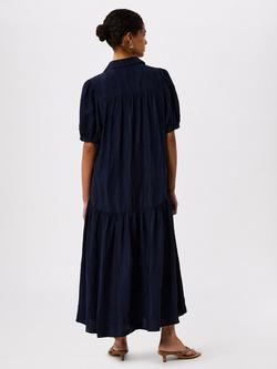 Whistles Textured Drop Waist Midi Shirt Dress containing LENZING™ ECOVERO™ Viscose - view 2, Navy