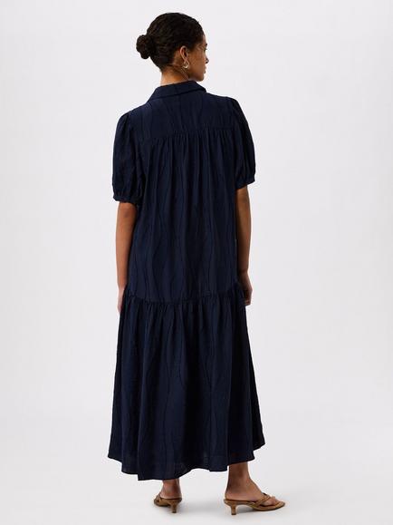 Whistles Textured Drop Waist Midi Shirt Dress containing LENZING™ ECOVERO™ Viscose - view 2, Navy