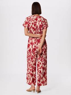 Whistles Blurred Floral Tie Waist Jumpsuit, Red/Multi - view 2, Red/Multi