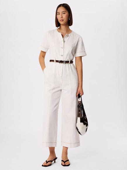 Whistles Button Down Utility Jumpsuit, Ivory, Ivory
