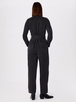 Whistles Straight-Cut Cotton Denim Blend Jumpsuit, Black - view 2, Black