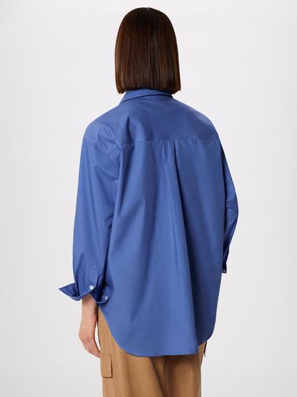 Whistles Oversized Cotton Poplin Shirt, Blue - view 2, Blue