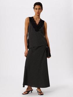 Whistles Mini Spot Flared Skirt, Black/White, Black/White