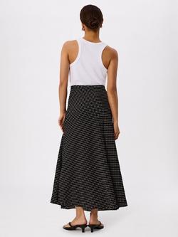 Whistles Petite Mini Spot Midi Skirt, Black/White - view 2, Black/White