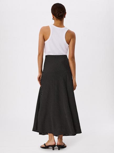 Whistles Petite Mini Spot Midi Skirt, Black/White - view 2, Black/White