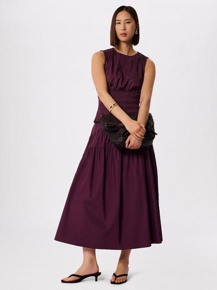 Whistles Tiered Hem Midi Skirt, Plum