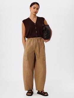 Whistles Petite Barrel Leg Utility Trousers, Neutral, Neutral