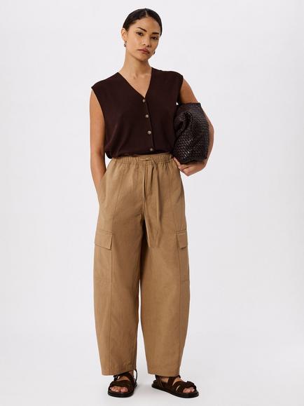 Whistles Petite Barrel Leg Utility Trousers, Neutral, Neutral