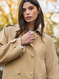 Ro&Zo Belted Cropped Trench Jacket, Brown - view 2, Brown