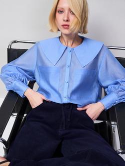 Ro&Zo Pocket Detail Sheer Shirt, Blue, Blue
