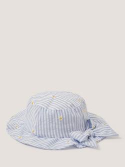 Monsoon Baby Striped Bow Bucket Hat, Blue - view 2, Blue