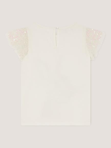 Monsoon Kids' Sequin Bunny T-Shirt, White/Multi - view 2, White/Multi