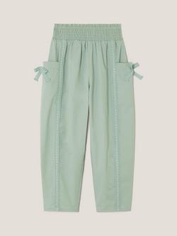 Monsoon Kids' Lace Trim Barrel Trousers, Green, Green
