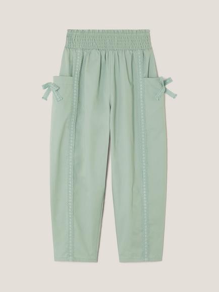 Monsoon Kids' Lace Trim Barrel Trousers, Green, Green