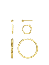 Orelia Textured Hoop Ear Stacking Set, Pale Gold