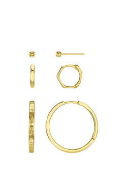 Orelia Textured Hoop Ear Stacking Set, Pale Gold, Pale Gold