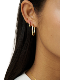Orelia Textured Hoop Ear Stacking Set, Pale Gold - view 2, Pale Gold