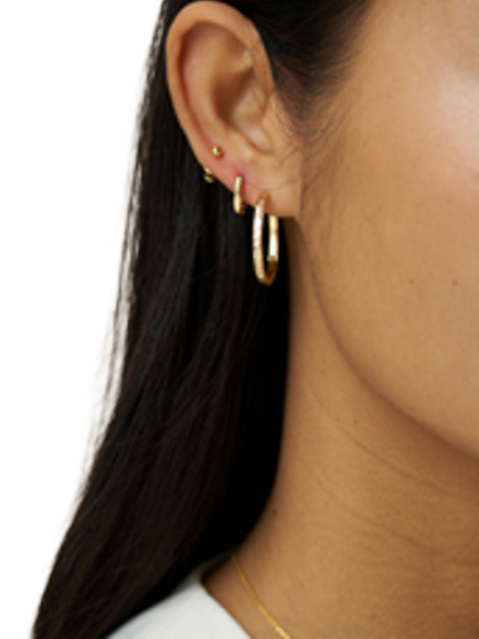 Orelia Textured Hoop Ear Stacking Set, Pale Gold - view 2, Pale Gold