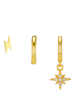 Orelia Pavé Starburst and Lightning Ear Stacking Set, Gold, Gold