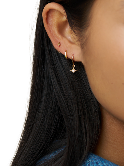 Orelia Pavé Starburst and Lightning Ear Stacking Set, Gold - view 2, Gold