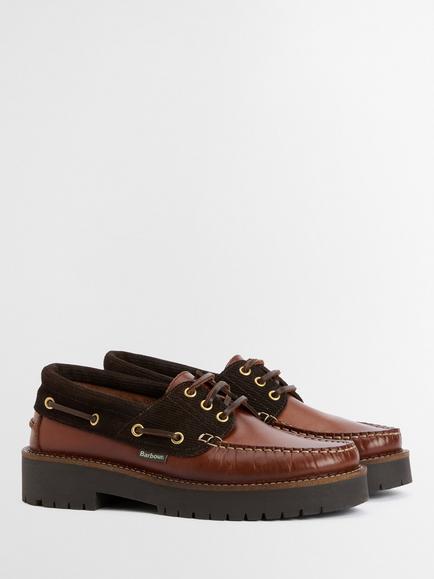 Barbour Darras Boat Shoes, Dark Brown - view 2, Dark Brown
