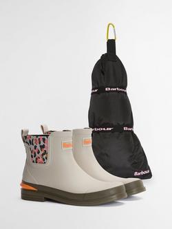 Barbour Abbeyfield Packable Ankle Wellington Boots, Off White/Multi - view 2, Off White/Multi