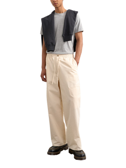 Topman Cotton Twill Trousers, Cream - view 2, Cream