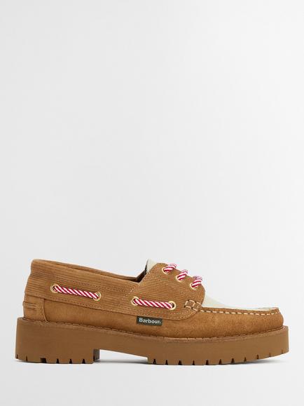 Barbour Darras Boat Shoes, Brown/Cream, Brown/Cream