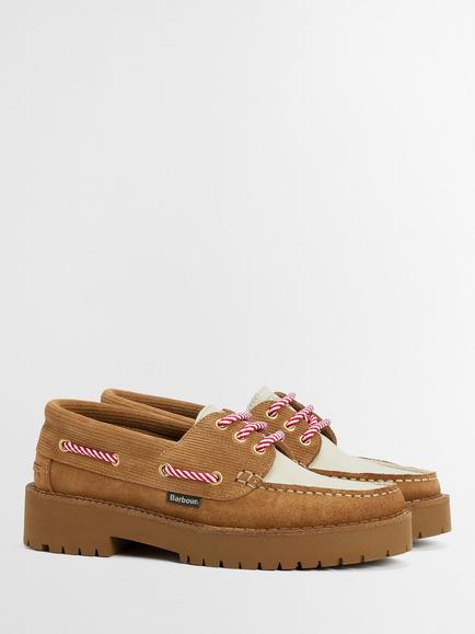 Barbour Darras Boat Shoes, Brown/Cream - view 2, Brown/Cream