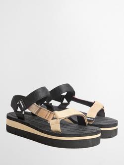 Barbour Mila Platform Sandals - view 2, Black/Tartan